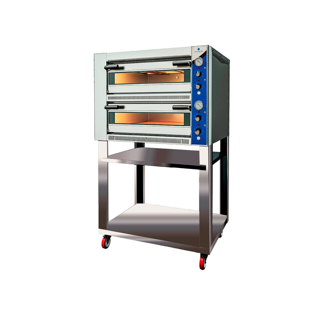 Horno de pizza profesional eléctrico doble para 6+6 pizzas de 33cm DYP-6 con soporte