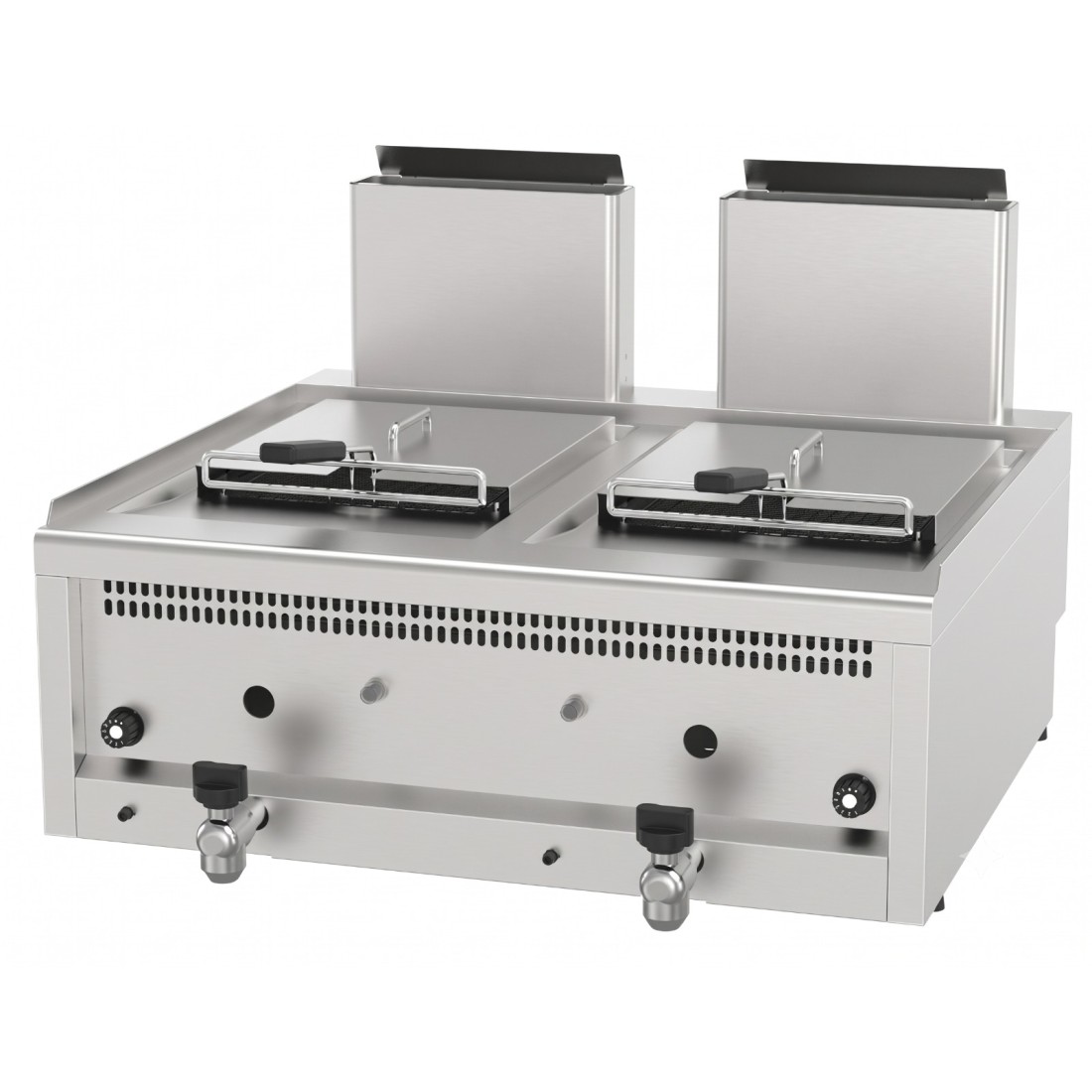 Freidora a gas industrial doble serie 700 Optimum OFG 8070 E 800mm