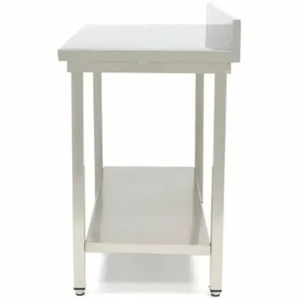 Mesa de trabajo Maxima de acero inoxidable, vista de perfil mostrando la profundidad de 60 cm