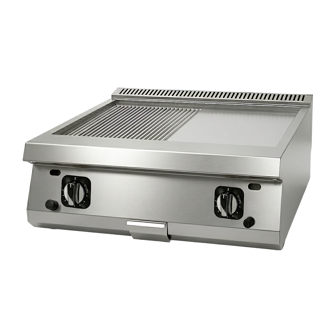 Fry-Top industrial a gas doble serie 600 DRNGI-8060ND 800mm placa lisa-ranurada