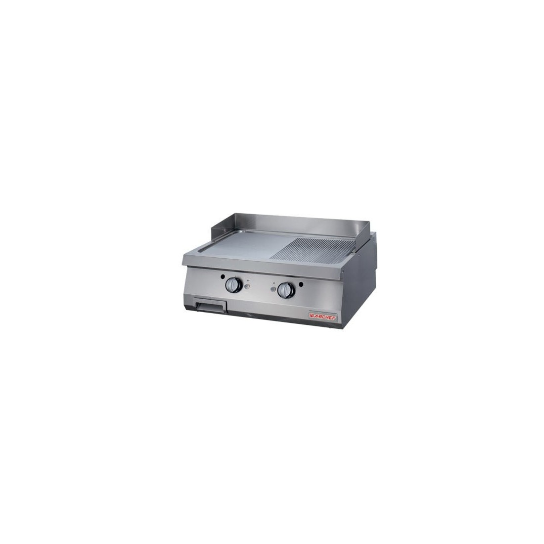 Plancha a gas industrial ranurada-lisa cromo duro doble ref. CP-5050