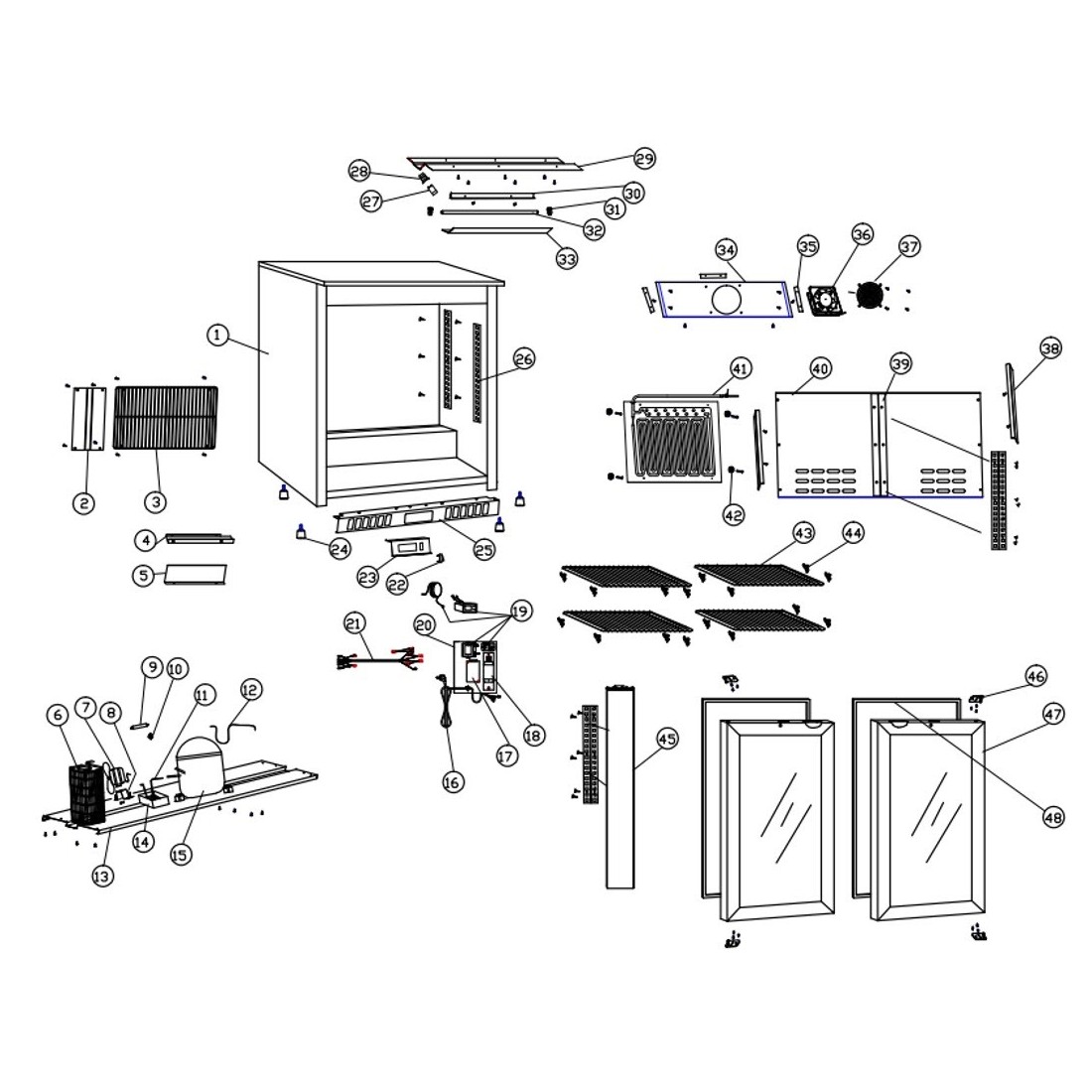 Armario industrial refrigerado sobremostrador 2 puertas cristal RB-220HSS (imagen 2)