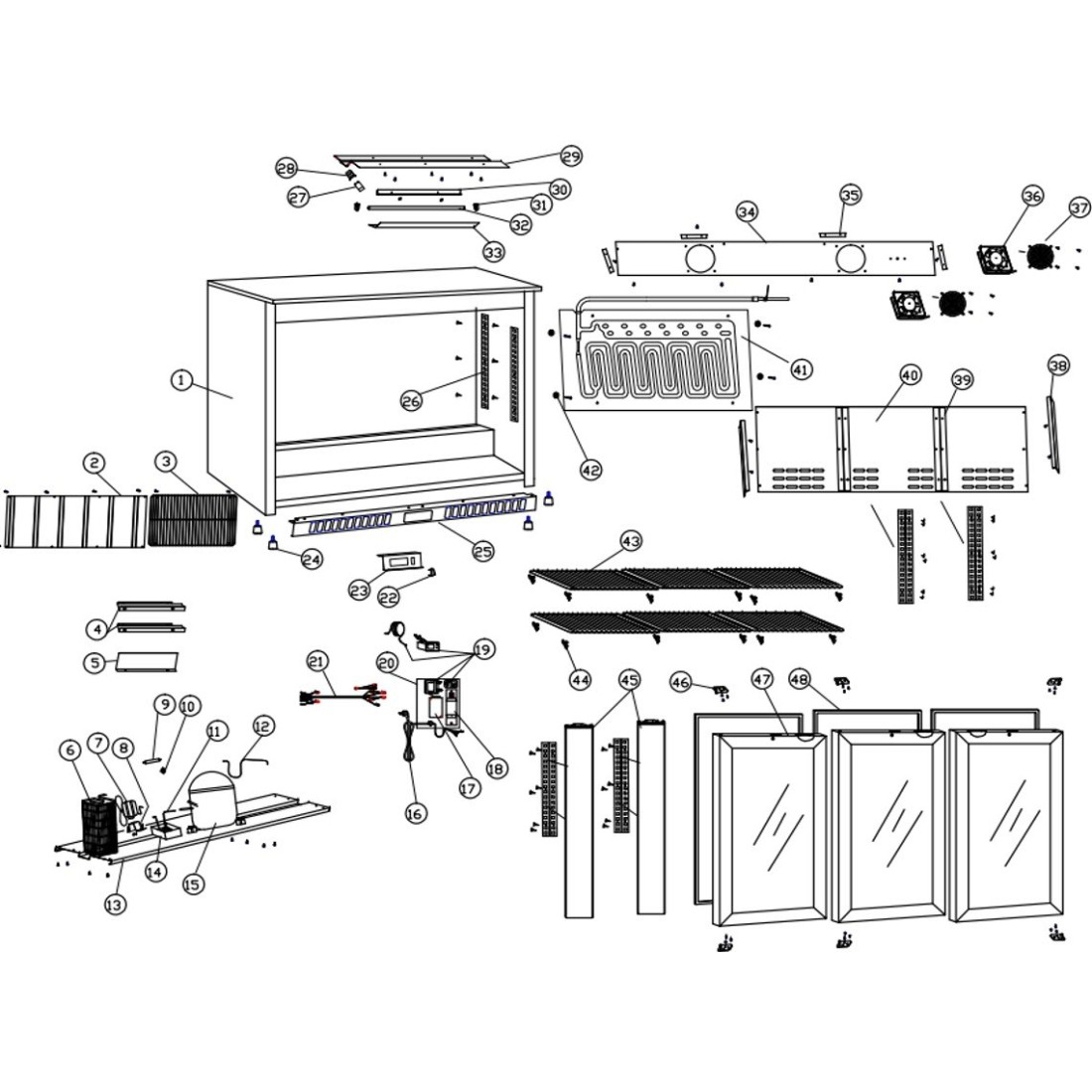Armario profesional negro refrigerado sobremostrador 3 puertas cristal RB-320H (imagen 2)