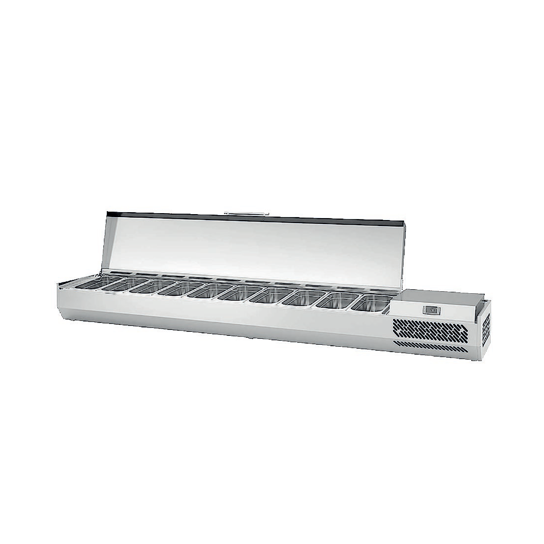 Refrigerador de ingredientes profesional VRX-1400 con tapa inox. 5 bandejas