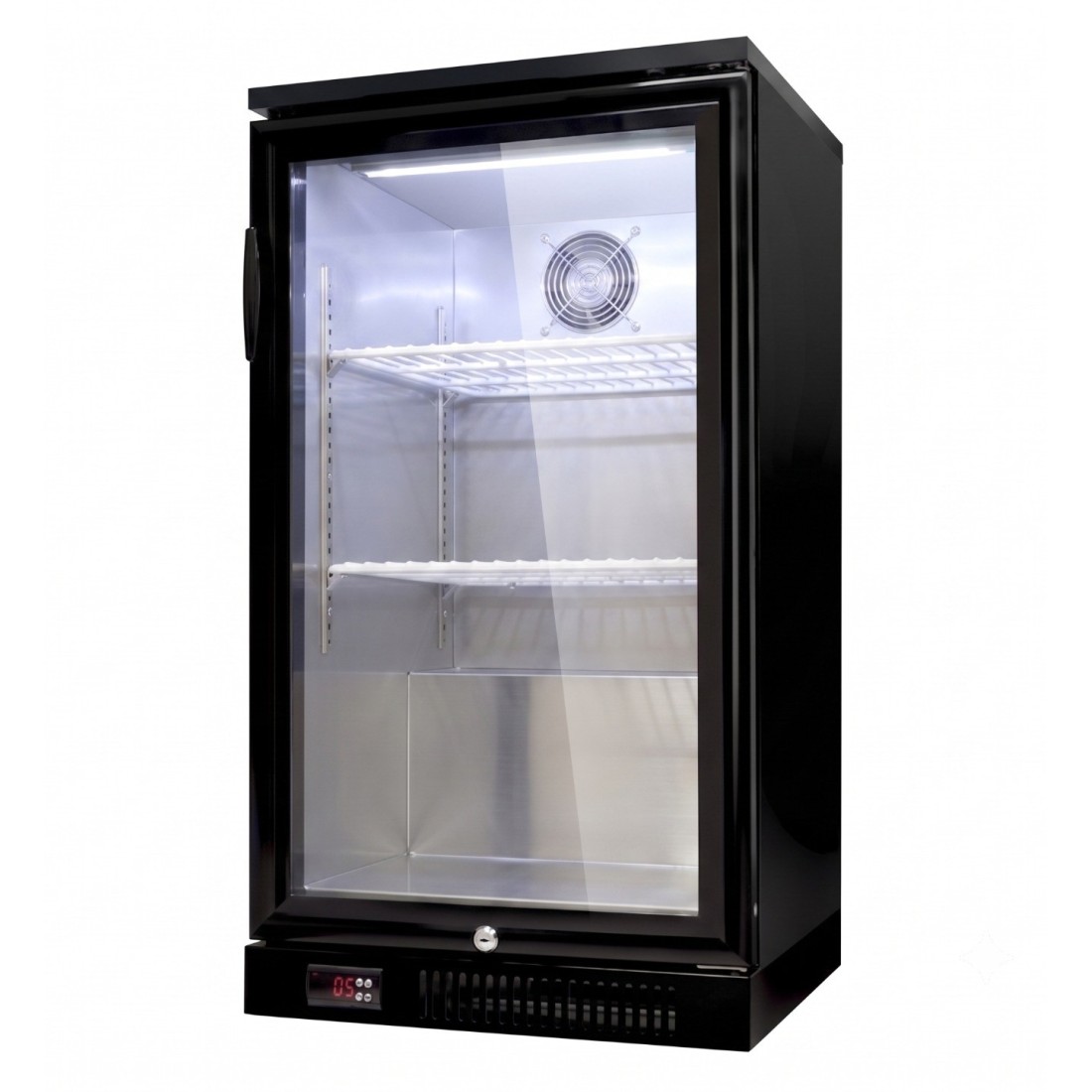 Armario Negro Refrigerado Sobremostrador 1 Puerta Cristal RB-150H